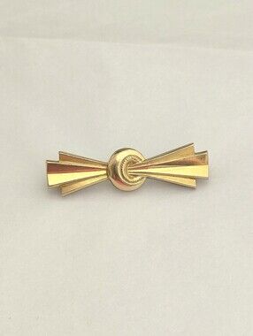 Vintage Gold Plated Pioneer Dangle Brooch Art Deco Fan Shaped Knot Brooch